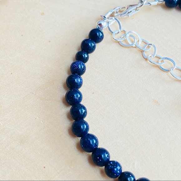 Sandstone Gemstone Beaded Sterling Silver Bracelet - Picture 2 of 5